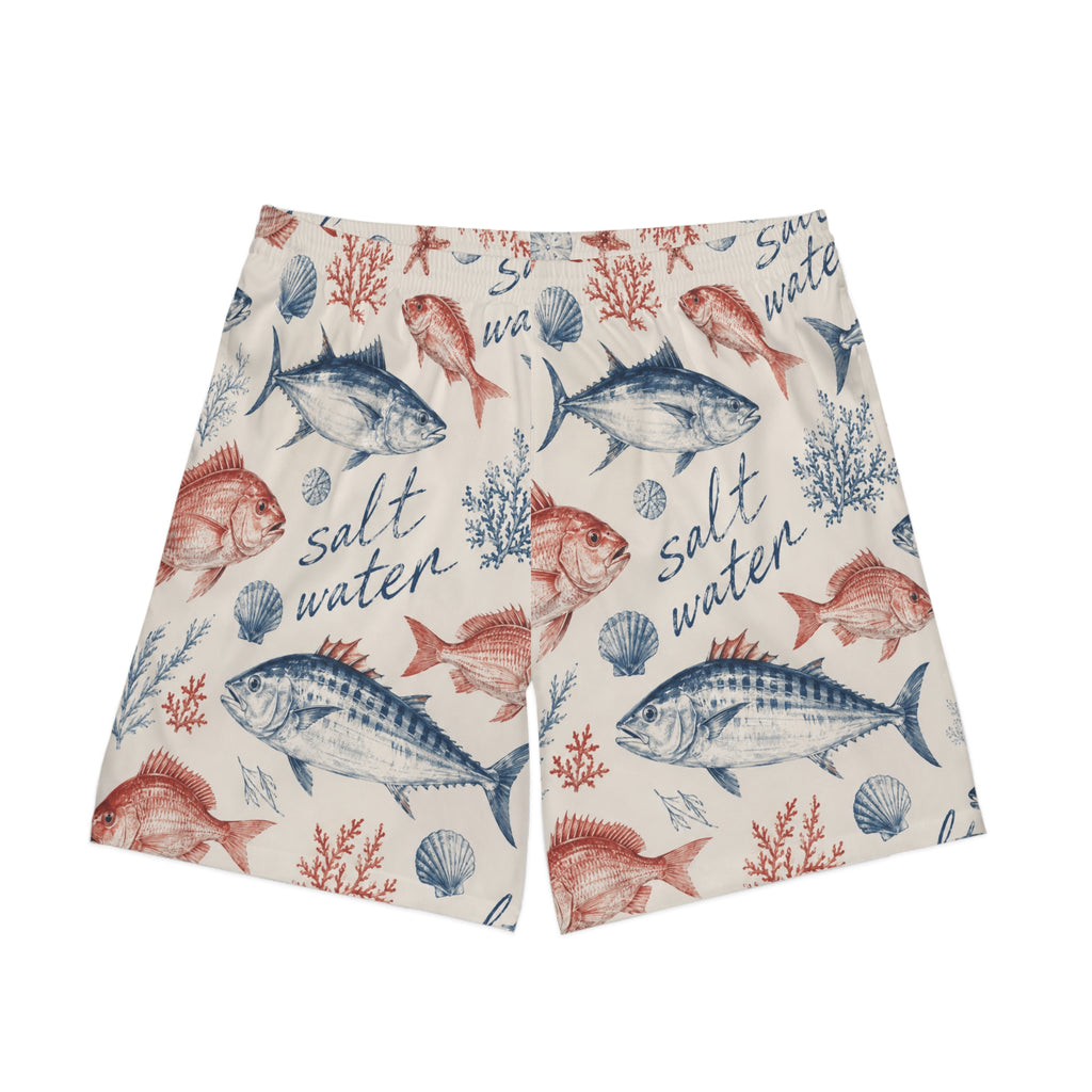 Men's 'Salt Water' Fish Print Beach Shorts