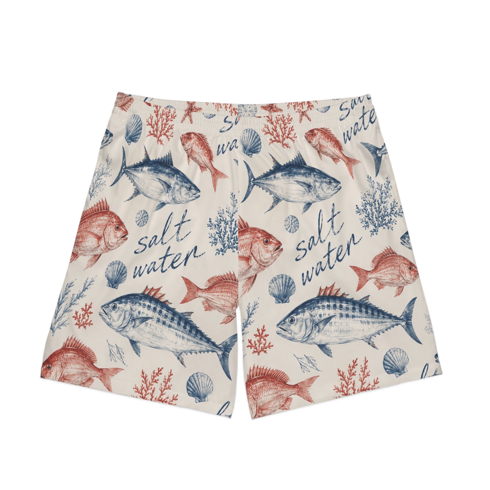 Men's 'Salt Water' Fish Print Beach Shorts