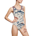 Salt Water Fish Print One-Piece Swimsuit