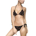 Floral Lace Tie-Side Bikini — Dark Rose All-Over Print Swimsuit