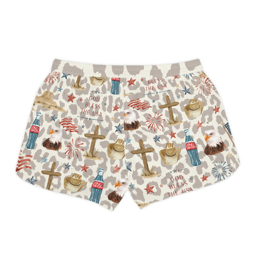 Patriotic Watercolor All-Over Print Women's Casual Shorts